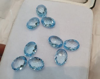 SKY BLUE TOPAZ  10X8  MM OVAL BRIOLETTE CUT  AAA ALL NATURAL 