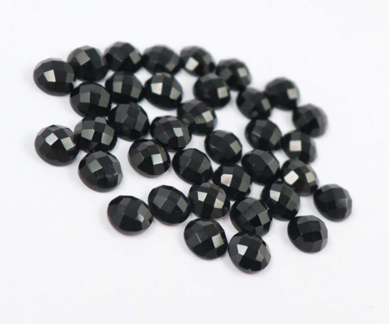 Precious Loose Gemstone Size 4MM TO 15MM Semi Rose Cut Black onyx Stone Round Shape Black onyx Stone Natural Black onyx stone Precious Loose Gemstone Size 4MM TO 15MM Semi Rose Cut Black onyx Stone Round Shape Black onyx Stone Natural Black onyx stone