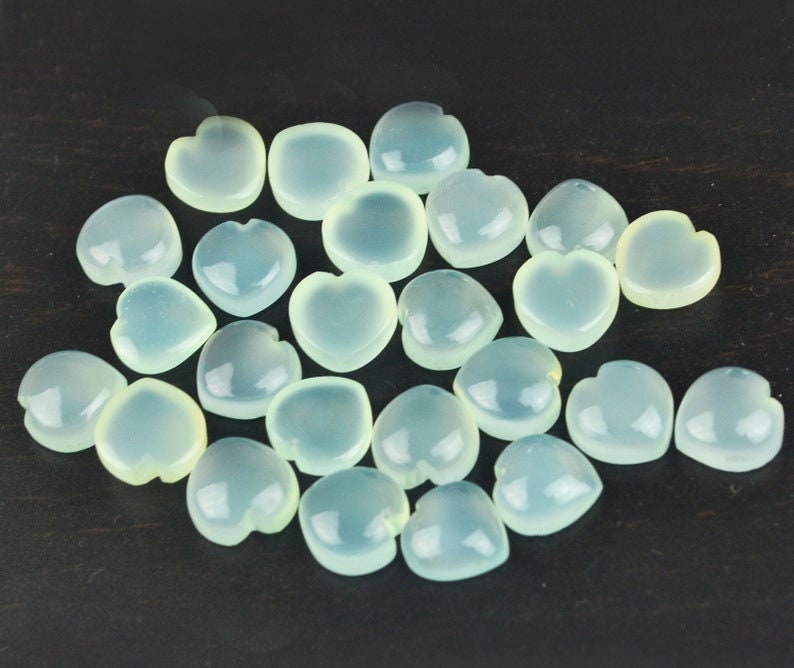 Natural Aqua Chalcedony Heart Slices For Sliced Jewelry 6mm To 25mm Making Size Size Available With AAA Chalkony