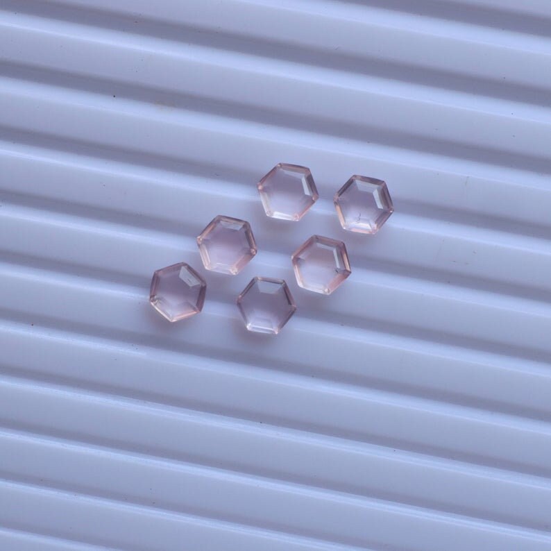 Natural Rose Quartz Hexagon Shape Faceted Cut Loose Gemstone size 5x5mm To 15x15mm Rose Quartz Pink Color Cut