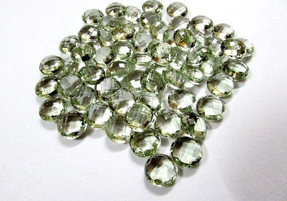 GREEN AMETHYST 12 x 10 MM OVAL BRIOLETTE CUT CHECKERBOARD TOP AAA ALL NATURAL 