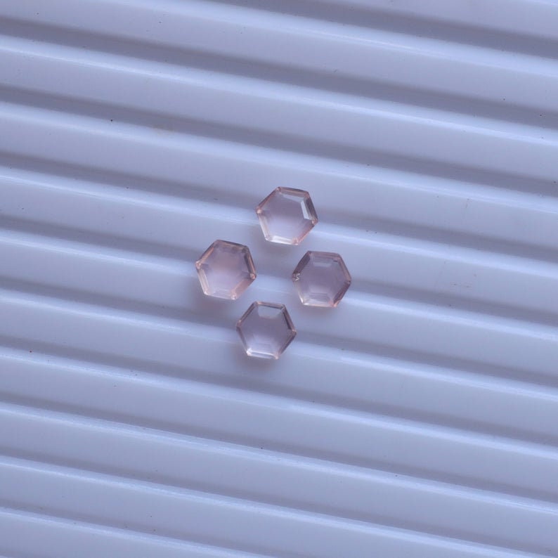 Natural Rose Quartz Hexagon Shape Faceted Cut Loose Gemstone size 5x5mm To 15x15mm Rose Quartz Pink Color Cut