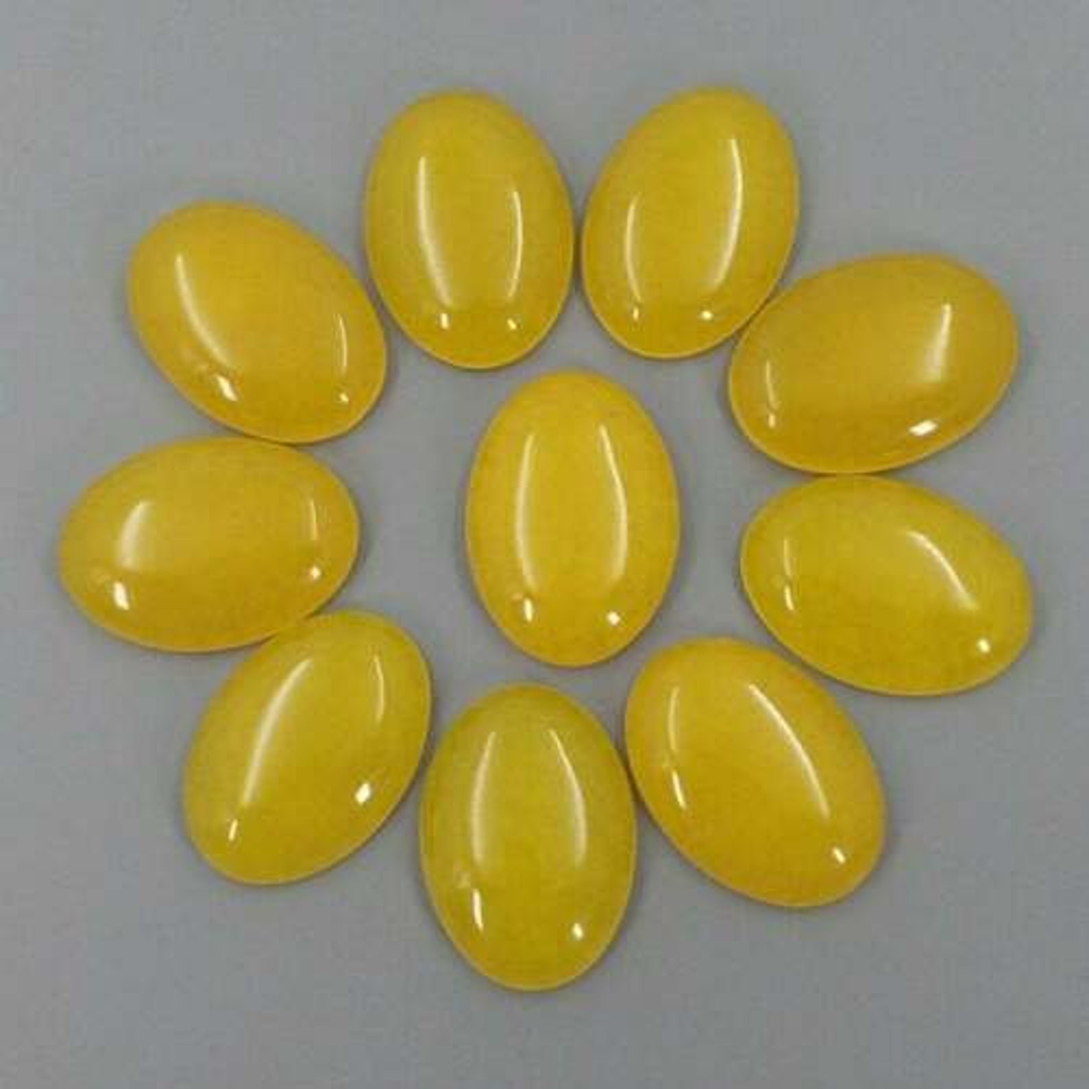 Natural Yellow Jade Oval Shape Cabochon Loose Gemstones Pair Etsy