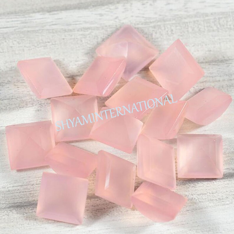 Details about   Lot Natural Pink Chalcedony 14X14 mm Square Checker Cut Loose Gemstone 