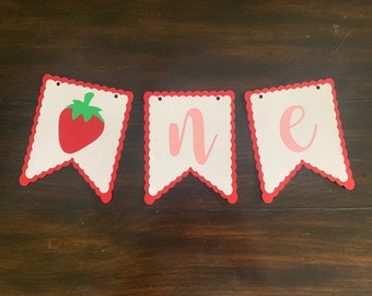 Strawberry “one” high chair banner
