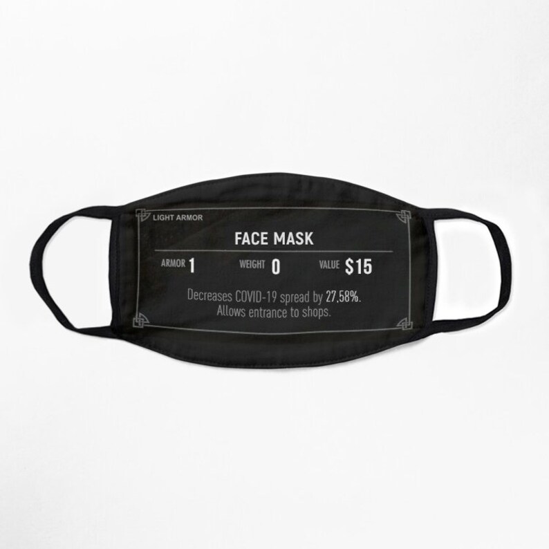 Skyrim Light Armor Face Mask RPG Video Game Mask Reusable Etsy