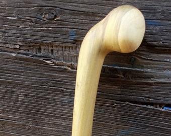 Hand Carved Walking Stick, Inch Handle Offset, Black Hardwood Walking Cane, Lengths 28 to 78 in, Hiking Stick Gift for Dad