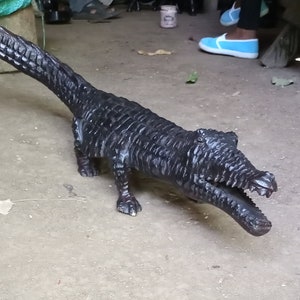 Nile Crocodile Blackwood Original Kamba Tribal Art Kenya Africa Table or FLOOR Sculpture Statue Home Office Alligator Decoration Small Gift