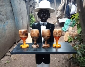 Cameroonian Garcon Waiter Man Carved Jacaranda Wood Original Art