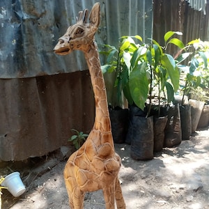 Real Olive Wood Adult Giraffe Original Kamba Tribal Coffee Table Shelf Floor Art Kenya Africa Sculpture Statue Room Decoration CHOOSE WOOD