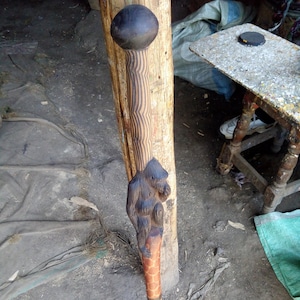 Original 1960&#39;s Style African Gorilla Hiking Walking Stick Cane Handmade Kenya Africa Solid 1 Piece Unisex Jacaranda Black Rosewood 28-45IN