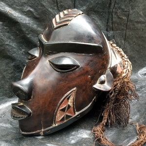 Original Pende Tribe Vintage Tribal Mask Cowry Shells Beads Fully Functional USED Congo Africa Wood Art Carving Africa Antique Wall Hanging
