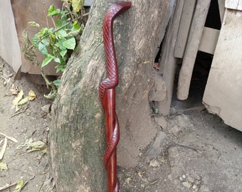 Rosewood African Cobra Hiking Walking Stick Cane Handmade Kenya Africa Solid 1 PC Original Jacaranda Wood Snake Black Unisex Various Sizes