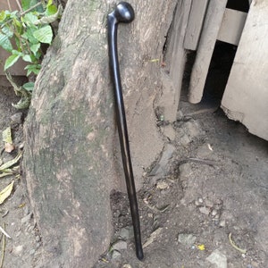 Ambidextrous Offset 1.5 INCH Handle Original Ironwood African Walking Hiking Stick Cane Kenya 1PC Natural Mahogany Rosewood Unisex Pick Size