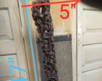 Estatua tribal original de la familia Makonde tallada a mano, 1 pieza, escultura de madera negra, Tanzania, África, arte moderno, estante de piso, decoración, grupo, personas, comunidad