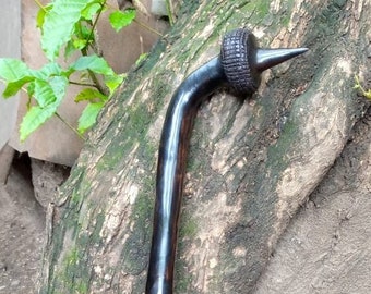 Tokofini Pineapple Style Conical 2.5-5IN Handle Original African Walking Hiking Stick Cane Kenya 1PC Natural Blackwood U Pik Length & Wood