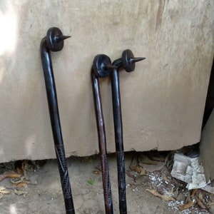 Tokofini Pineapple Style Conical 2.5-5IN Handle Traditional African Walking Hiking Stick Cane 1PC Nat Blackwood U Pik Length & Wood Totokia