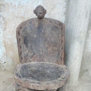Silla de jefe, trono vintage de la tribu Tabwa de la República Democrática del Congo, madera maciza tropical, arte africano, muebles originales para el hogar, tallados a mano, decoración de piso, entrada