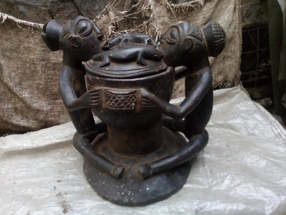 i)古い アフリカ 民族 コンゴー ルバ族 木彫り 置物 / プリミティブ