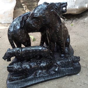 Cheetah Leopard Family Babies Original Kamba Table Art Kenya Africa Sculpture Cat Blackwood Statue Shelf 1PIECE Office Home Deco Rosewood