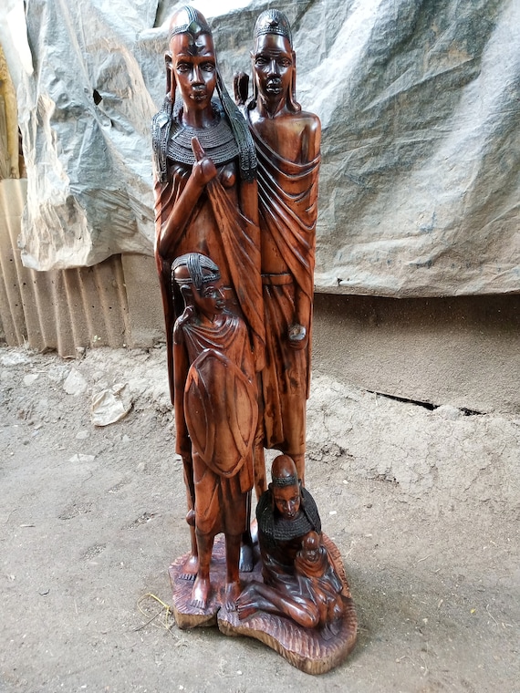 Rosewood Maasai Family of 5 Original Kamba Tribe Art Kenya Africa