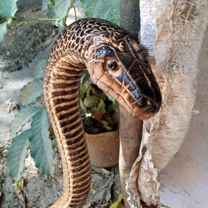 African Python Original Hiking Walking Stick Cane Handmade Kenya Africa 1 Piece Smoked Jacaranda Hardwood Snake Brown Unisex U Pick Length