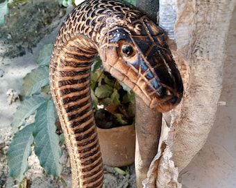 African Python Original Hiking Walking Stick Cane Handmade Kenya Africa 1 Piece Smoked Jacaranda Hardwood Snake Brown Unisex U Pick Length