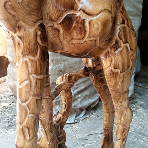 Olive Wood Giraffe Mom & Baby Feeding Original Kamba Tribal Table Shelf Floor Art Kenya Africa Sculpture Statue Room Decoration CHOOSE WOOD