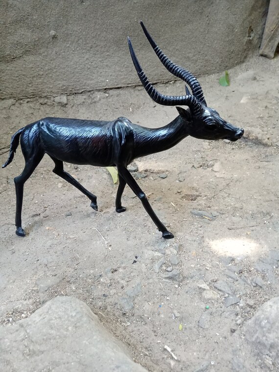 Solid Black Antelope Gazelle Original Kamba Tribe Table Art Kenya