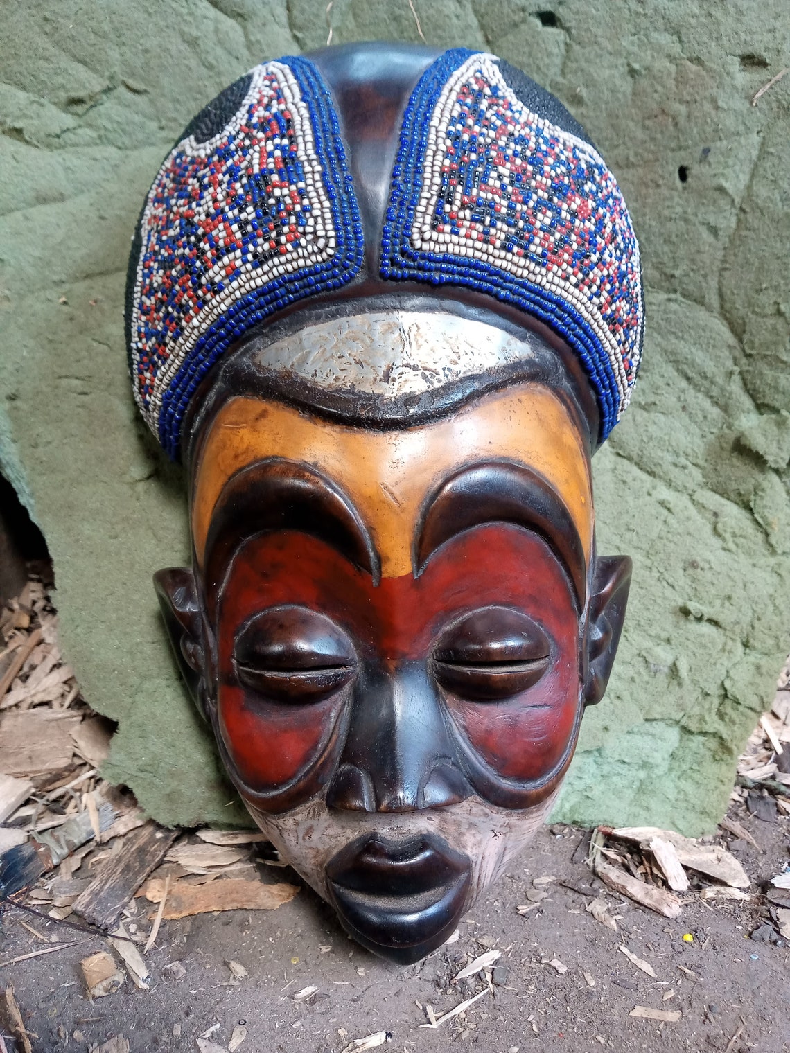 Vintage Baule Tribe Mask Congo Africa Original DRC Wood Art Etsy