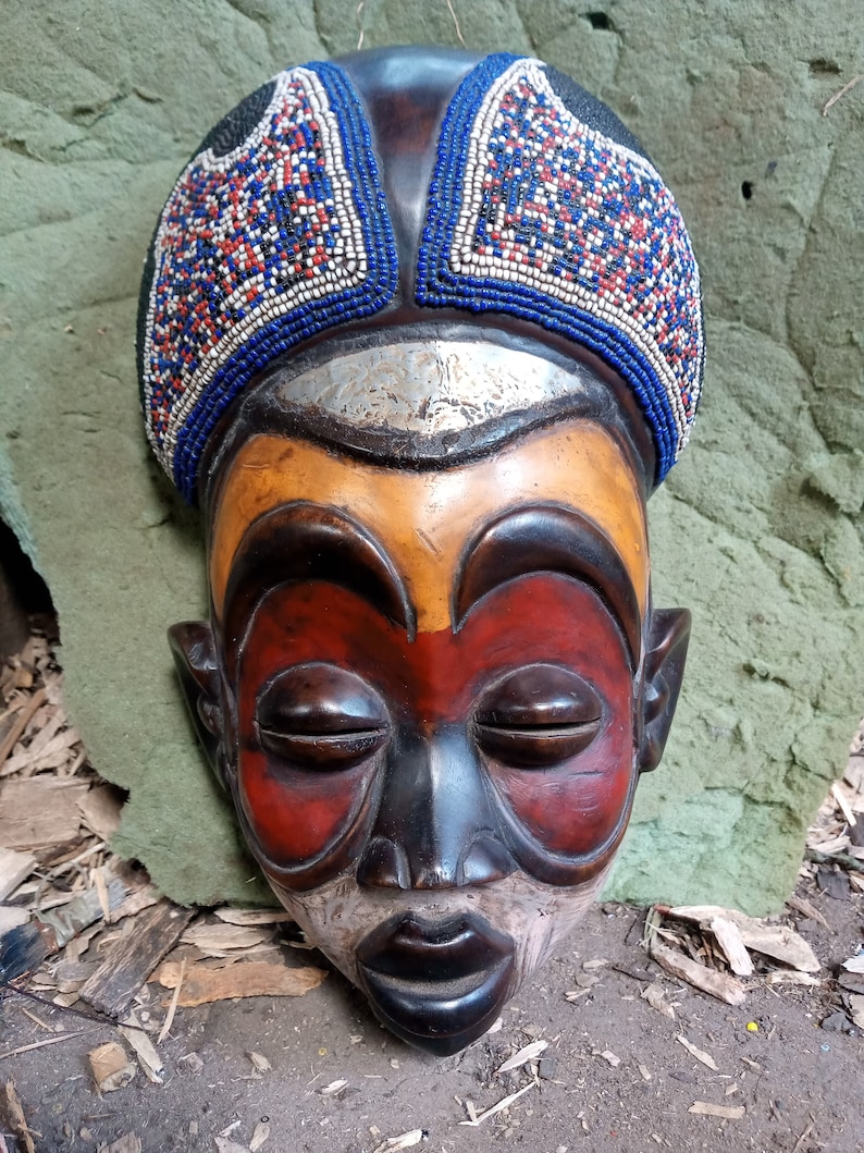 Vintage Baule Tribe Mask Congo Africa Original DRC Wood Art Etsy