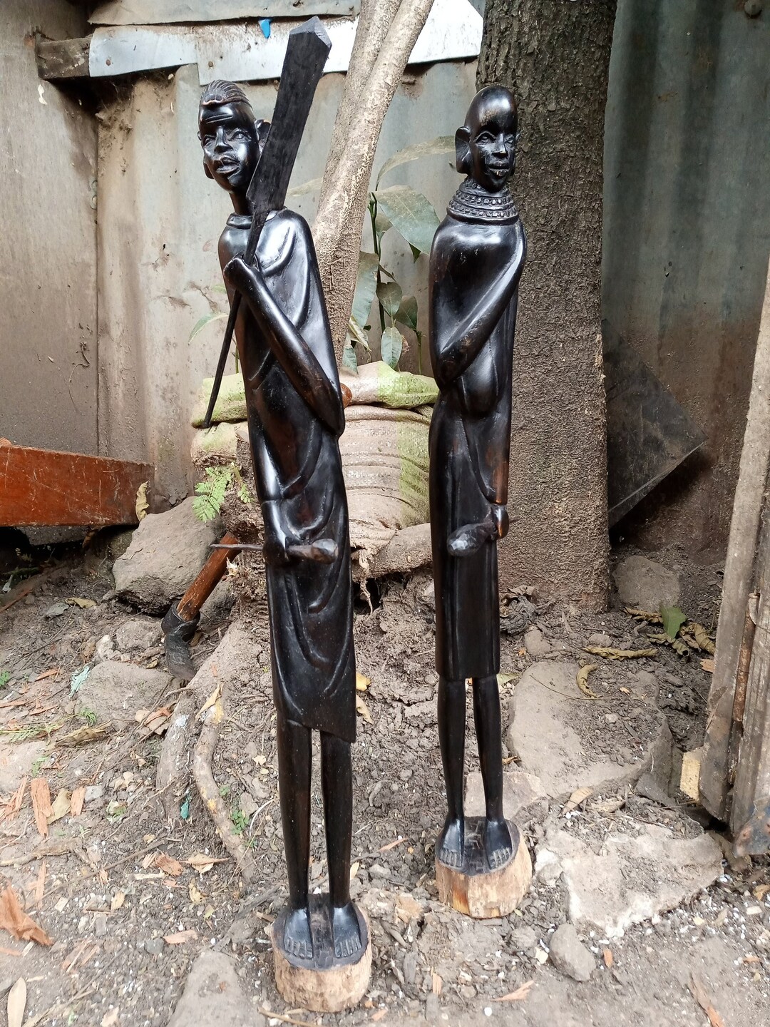 Blackwood Maasai Husband & Wife 2PCS Original Kamba Art Kenya Africa