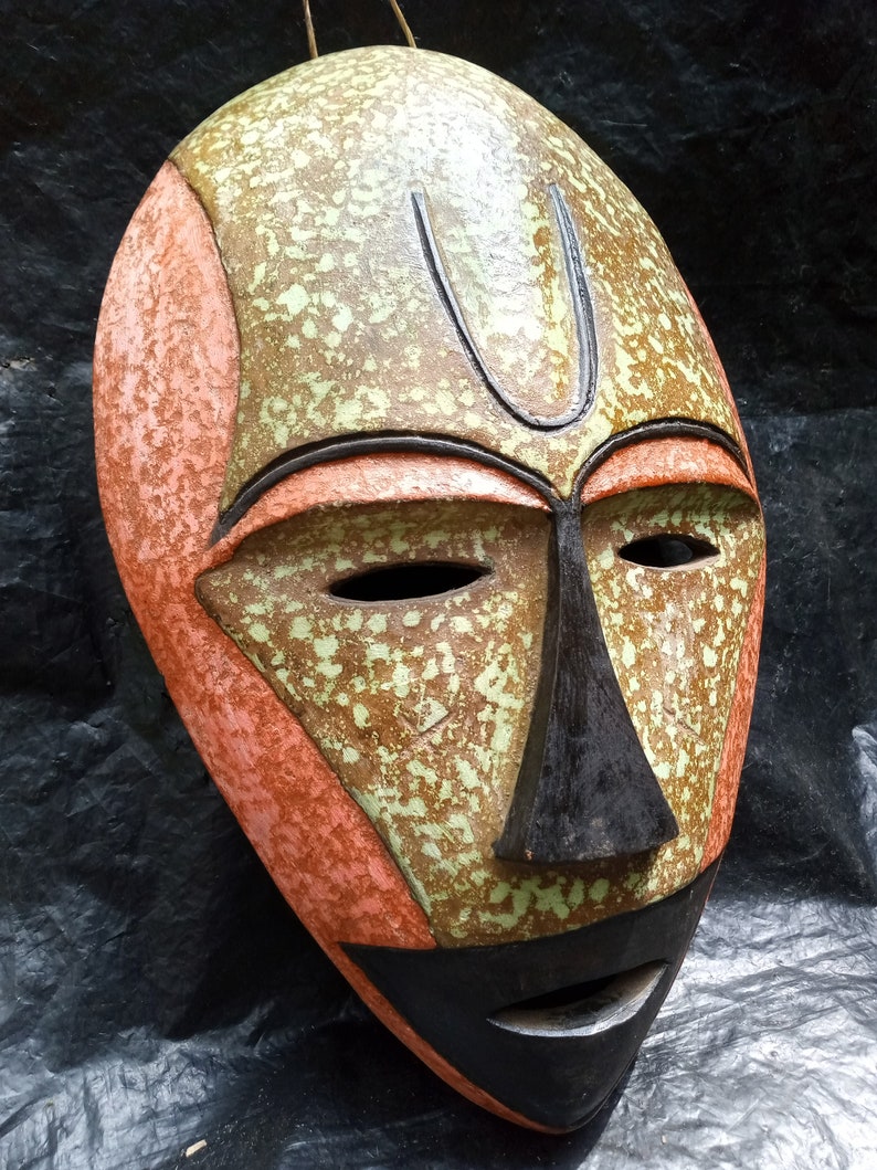 Boa Mask Original Boa Tribe Pink Green Tribal Mask Marriage Ceremonial Gift DRC ...