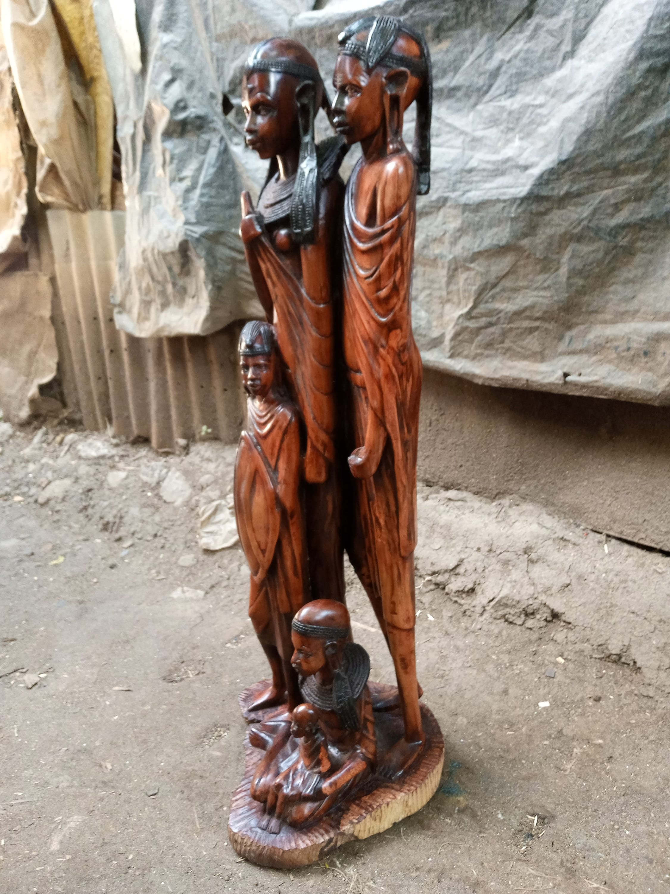 Rosewood Maasai Family of 5 Original Kamba Tribe Art Kenya Africa