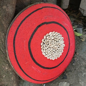 Multicolor Original Cameroon Shield Fully-Functional 1PC Hardwood Handmade African Beaded Cowry Shell Wall Hanging Deco Art Tikar Tribe
