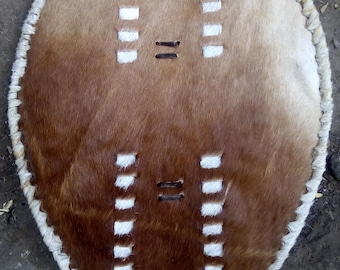 Original Zulu Warriors Shield Fully-Functional Brown & White Cowhide Leather Handmade Kenya Africa