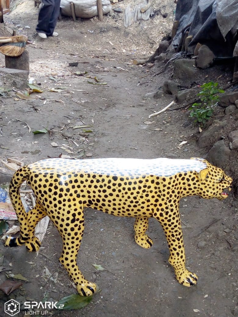 Big Table Cheetah Leopard Walking Original Kamba Table Art Kenya