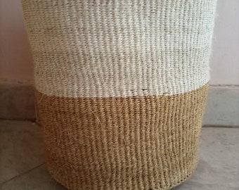 African Plant Holder Office Trash Basket Cover Functional Multicolor Sisal Handwoven Kenya Kamba Multisize 1 PC Art Deco Kitchen Bath Kids