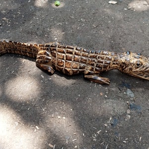 Olivewood Crocodile Original Kamba Tribal Art Kenya Africa Table Shelf Floor Sculpture Statue Living Room Hallway Decoration Small Gift