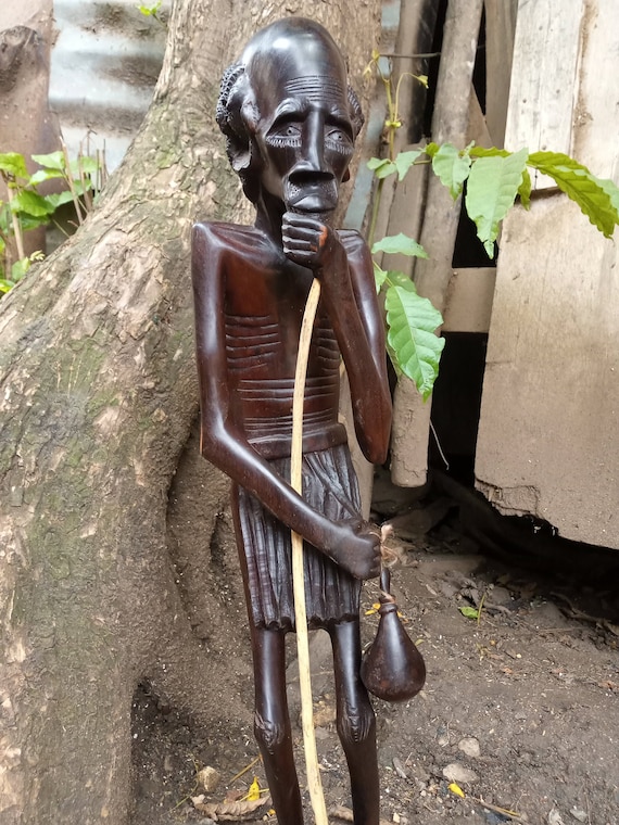 マサイ族 オブジェ☆ケニア買付☆ 手彫り木彫り 高さ:約93cm