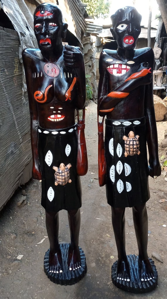 自立不可ナイジェリアヨルバ族鉄製男女オブジェアフリカプリミティブ