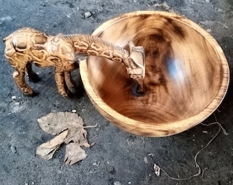 Giraffe Food Cereal Sauce Soup Bowl Africa Animal Hand Carved Wood Original Sculpture Keys Jewelry Kenya Art Table Centerpiece Deco Storage