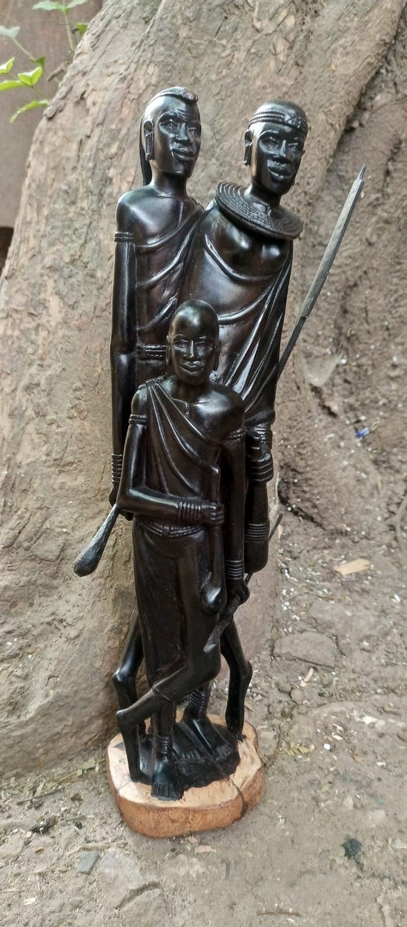 黒檀マサイ族男女像。 【公式通販】
