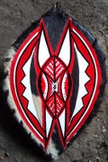 Original Zulu Warriors Shield Fully-Functional Black Red White Cowhide Leather Handmade Kenya Africa Large Decorative Wall Ornament product logo
