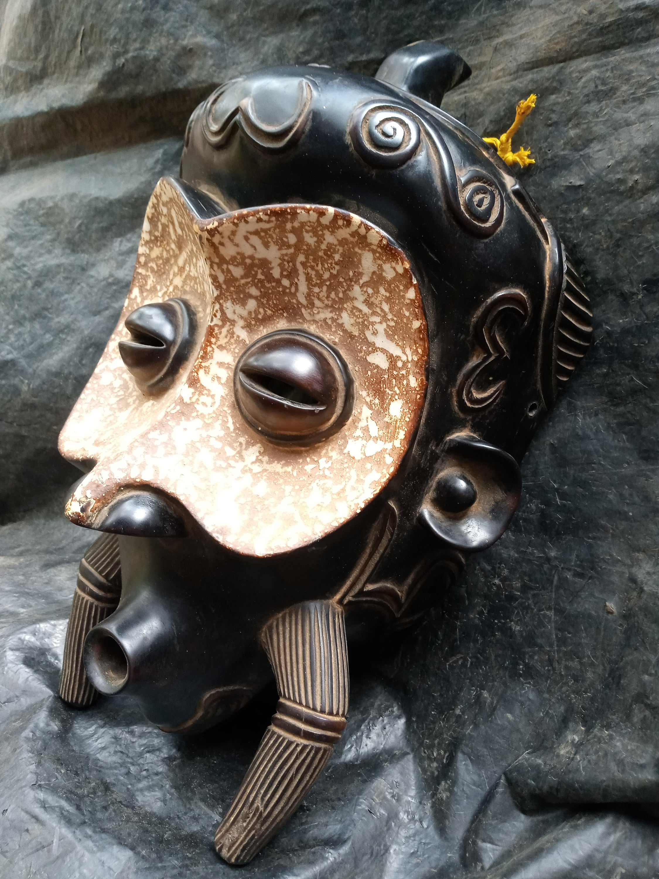 Vintage Beni Lulua Mask DRC Congo Africa Original Wood Art Carving