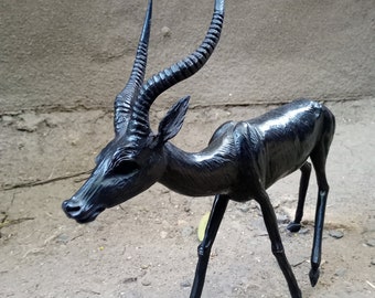 Solid Black Antelope Gazelle Original Kamba Tribe Table Art