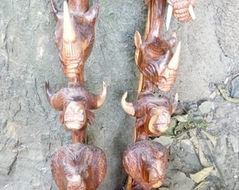 Rosewood Big 5 Animals Original Kamba Tribe Art Kenya Africa Table Sculpture Statue Living Room Entryway Hallway Decoration YOU CHOOSE SIZE