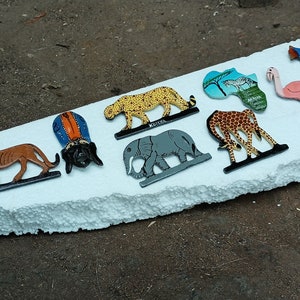 Set of 10PCS Refrigerator Locker Magnets Kenya Africa Handpainted Home Office Deco Nursery Animal People Multicolor Kitchen Playroom Fun
