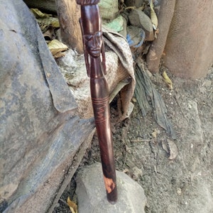 Original African Blackwood & Iron Art Walking Stick Cane Handmade Unisex Tanzania Africa Makonde Tribe 1900s Style Classic Pick Size 30-37IN