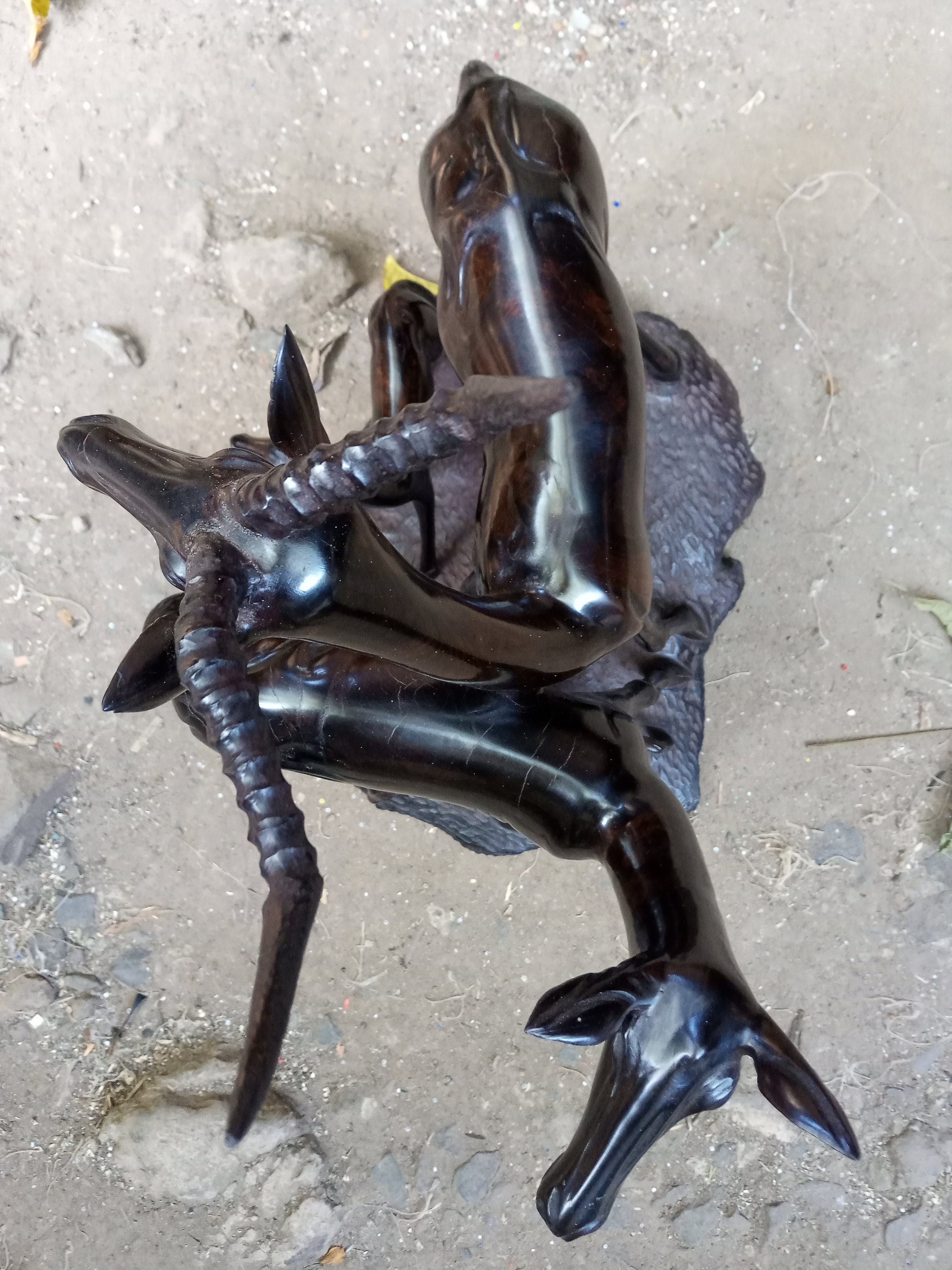 1PC Black Wood 4 Antelope Gazelle Original Kamba Tribe Table